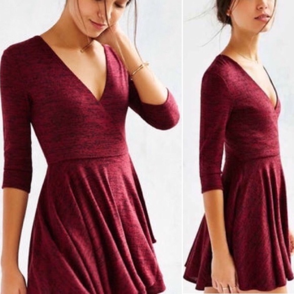 deep red wrap dress